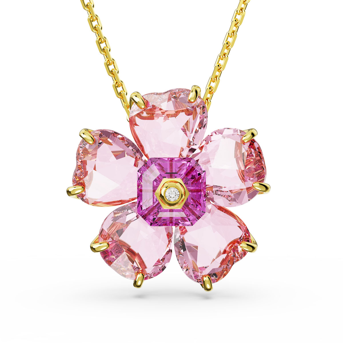 Swarovski Jewelry Necklace Florere, Pendant S Pink, Gold